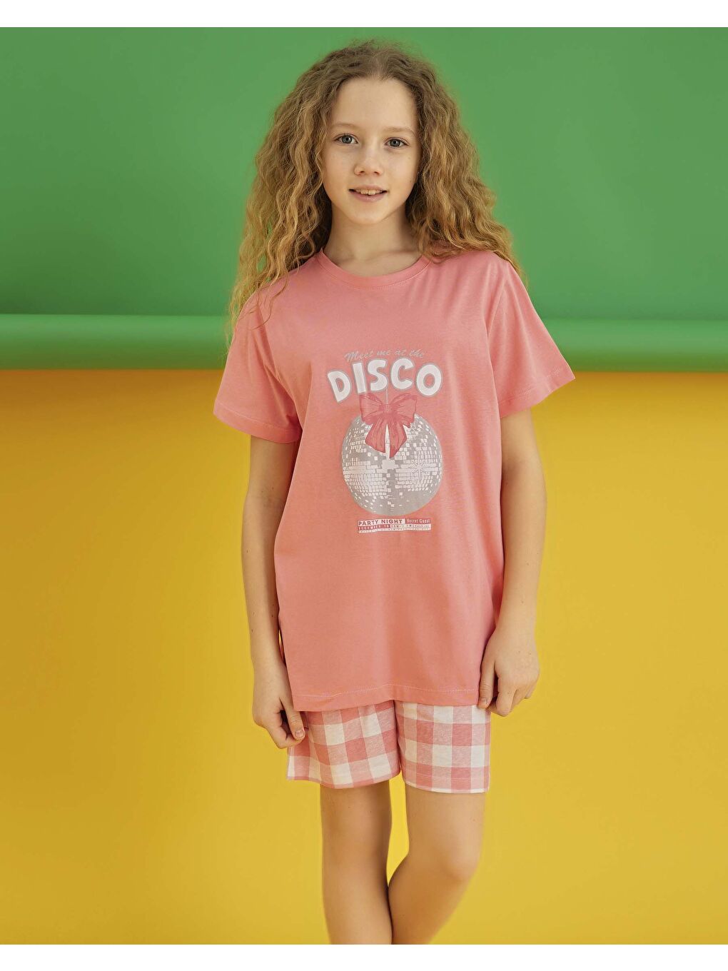 Kırmızı Kız Garson Kısa Kol Şortlu Pijama Takım