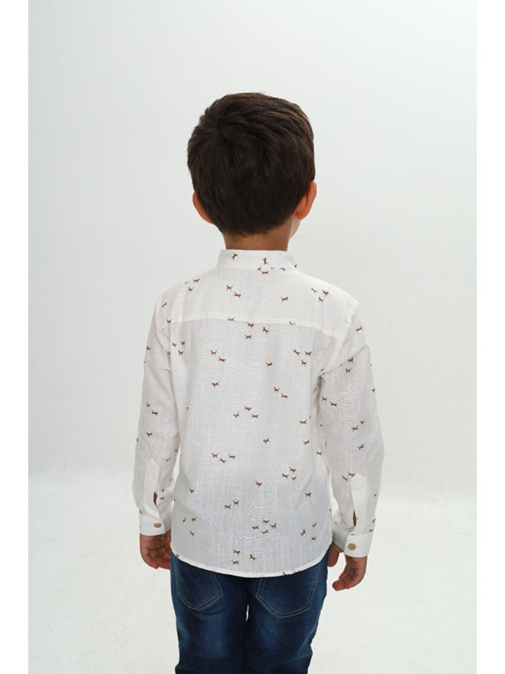 Ekru Erkek Çocuk At Baskılı Gömlek-3