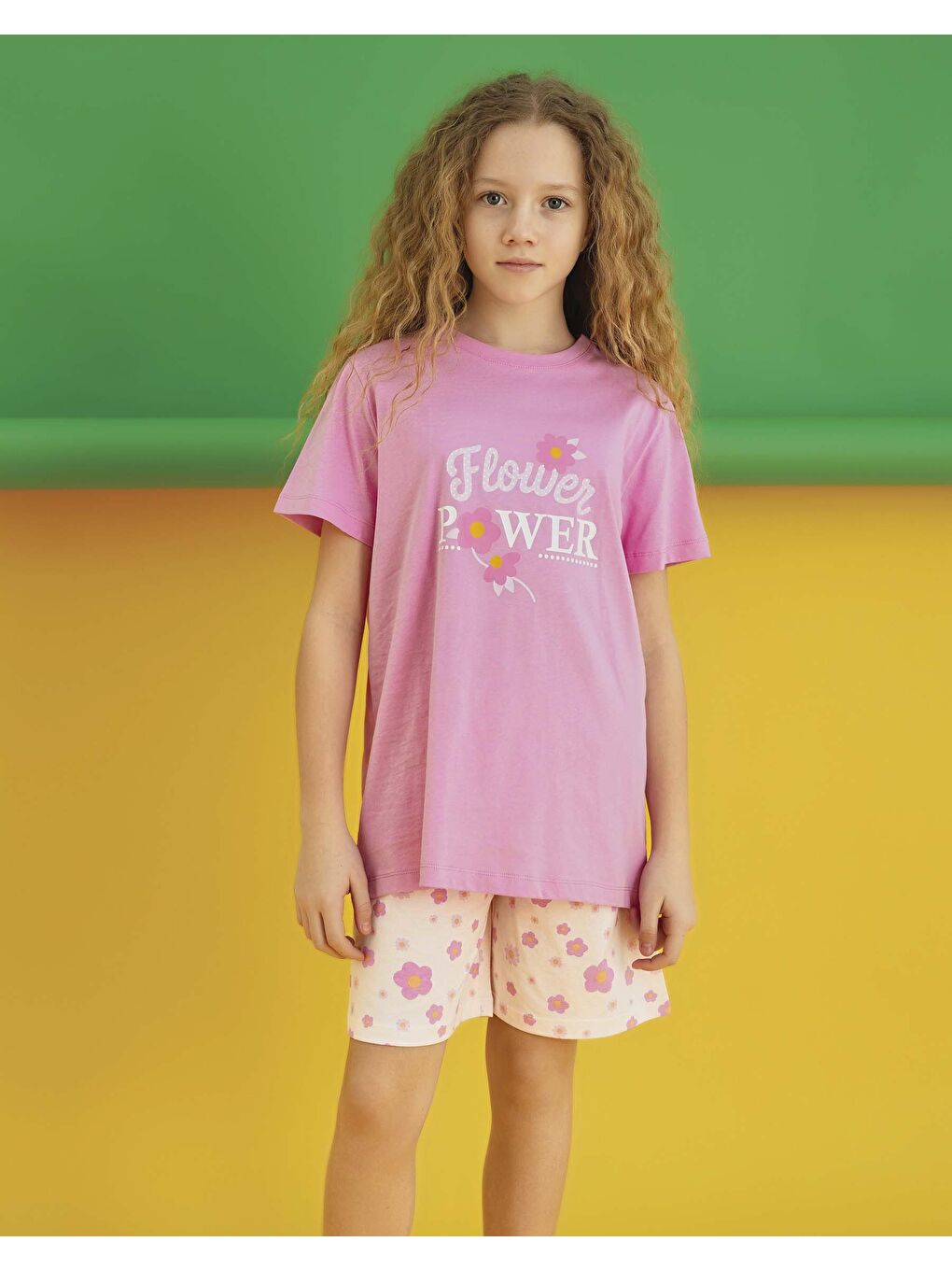 Pembe Kız Garson Kısa Kol Şortlu Pijama Takım