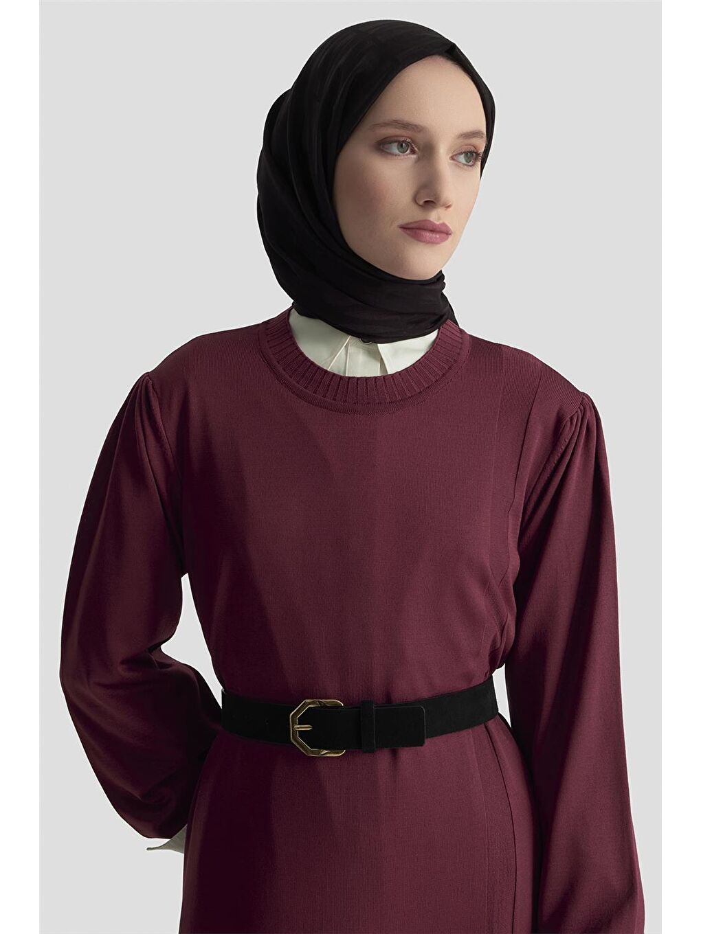 Basic Triko Elbise 25Ktd956 Bordo-1