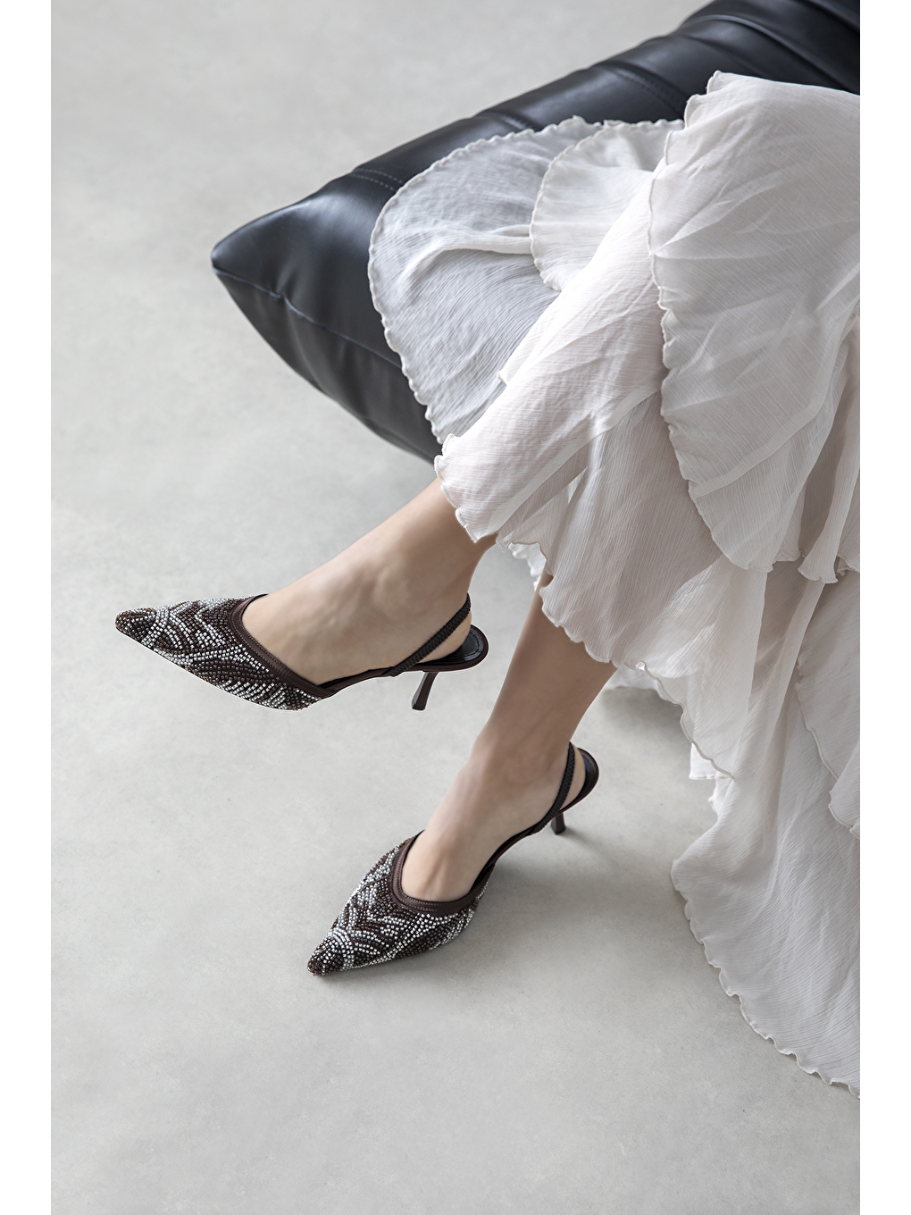 Kahverengi Marsha  Kadın Taş Detay Topuklu  Ayakkabı Kahve-1