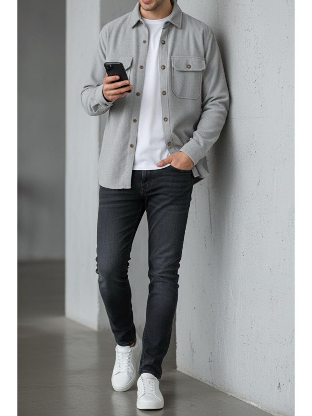 Bej Linno Kapaklı Çift Cepli Fitilli Erkek Kadife Gömlek-1