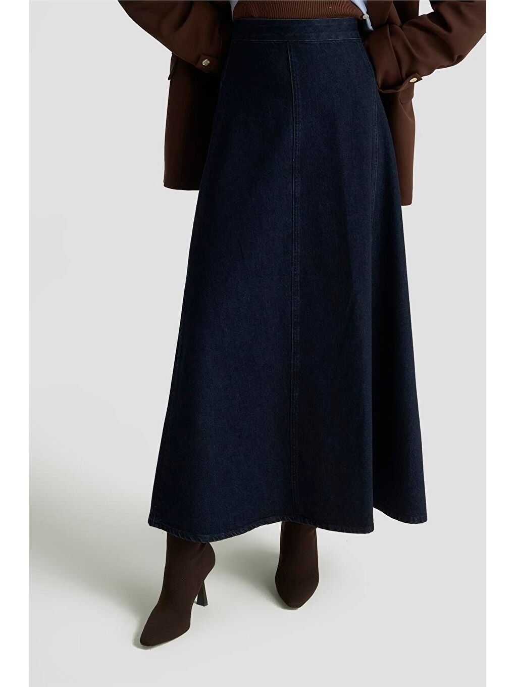 Parçalı Denim Etek 25Kd1010 Lacivert-2