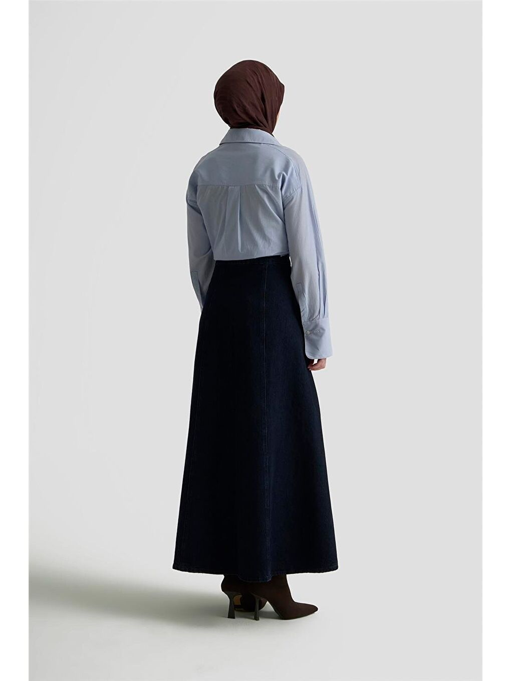 Parçalı Denim Etek 25Kd1010 Lacivert-3