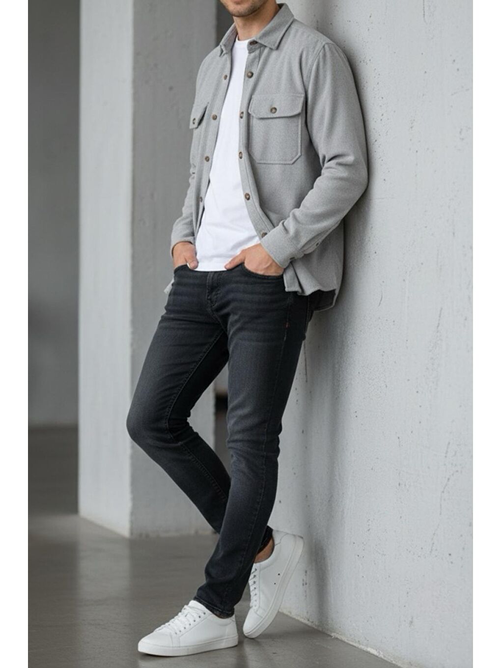 Bej Linno Kapaklı Çift Cepli Fitilli Erkek Kadife Gömlek-2