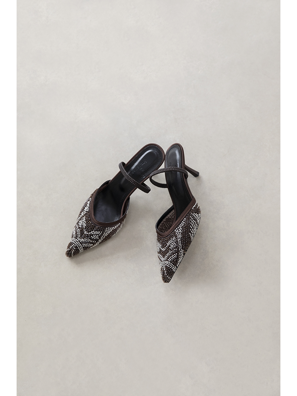 Kahverengi Marsha  Kadın Taş Detay Topuklu  Ayakkabı Kahve-2