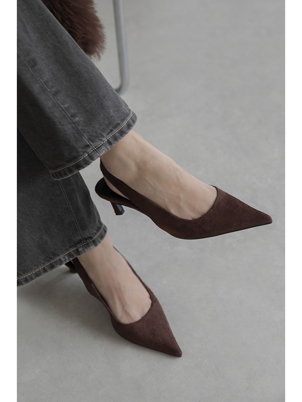 Kahverengi Costa  Kadın Topuklu Süet  Ayakkabı Kahve