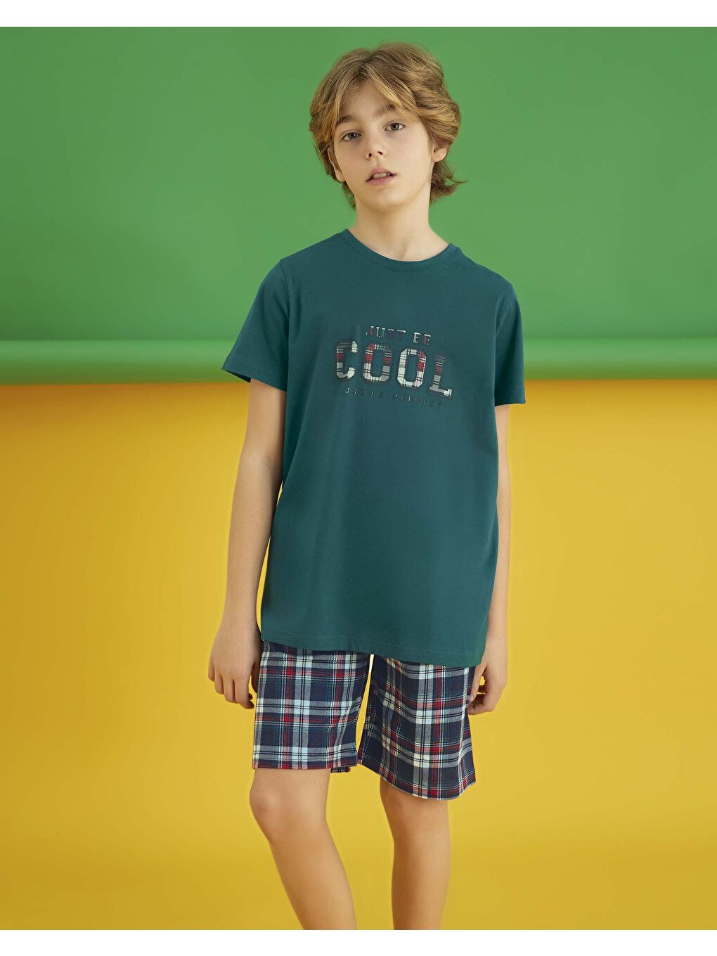 Yeşil Erkek Garson Kısa Kol Pijama Takım