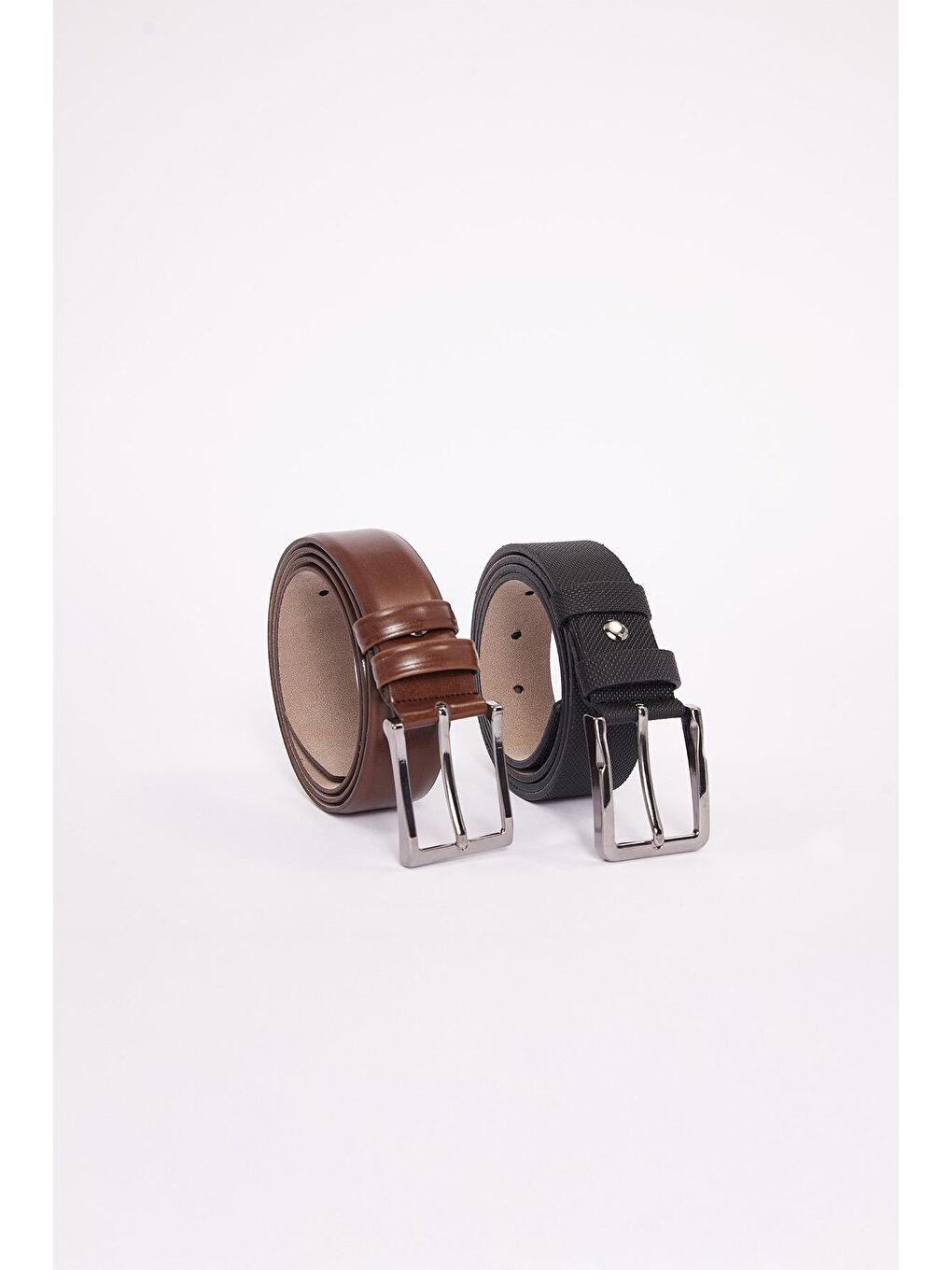 Karışık Erkek 2'Li Set 3,5 Cm Klasik Siyah 3,5 Cm Klasik Kahverengi Kemer-2