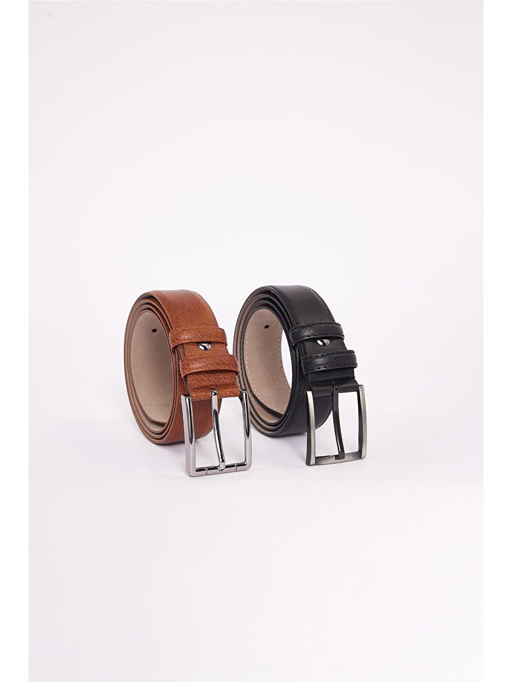 Karışık Erkek 2'Li Set 3,5 Cm Klasik Siyah 3,5 Cm Klasik Kahverengi Kemer-2