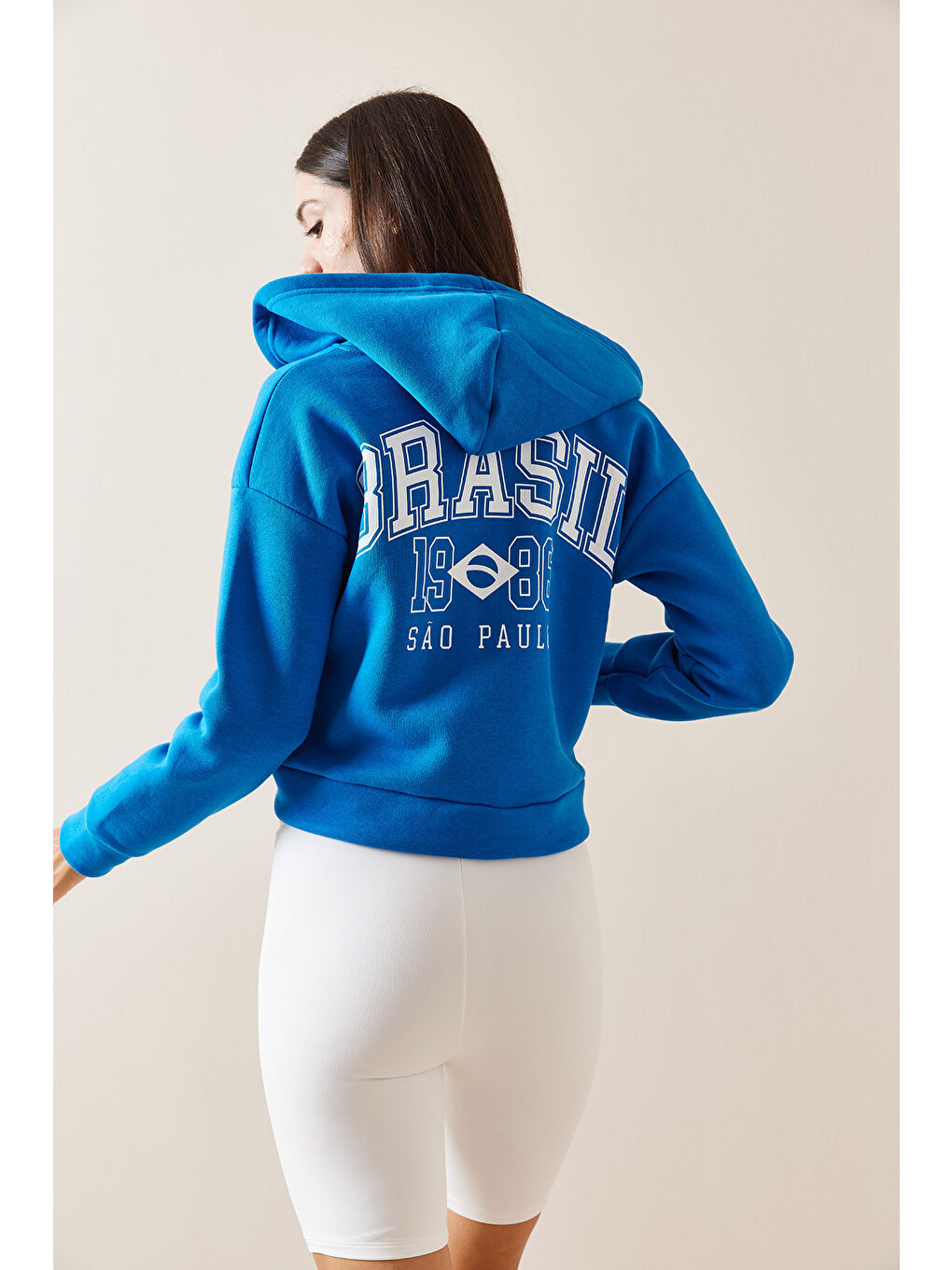 XHAN Mavi Kapüşonlu   Baskılı Sweatshirt 5YXK8 48911 12 - 4