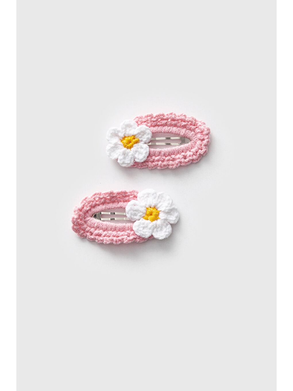 Pembe Örgü Papatya 2'Li Toka Set