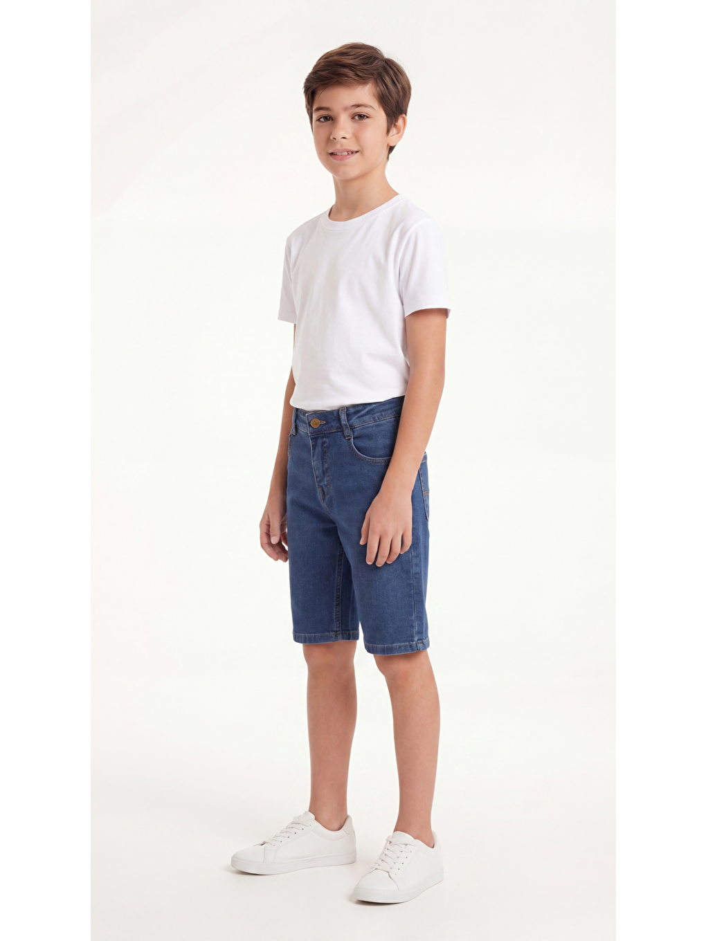 Lacivert Basic Erkek Çocuk Jean Şort-1