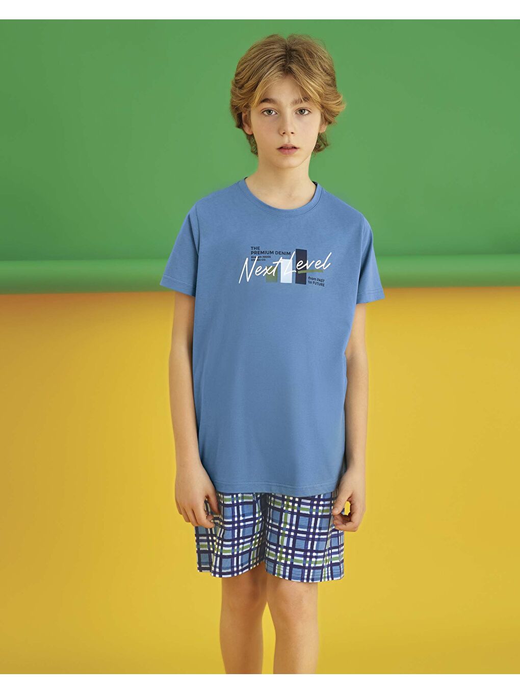 Mavi Erkek Garson Kısa Kol Şortlu Pijama Takım