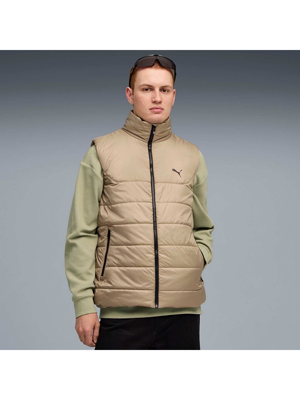 Kahverengi ESSENTIALS Erkek Dolgulu Yelek-4