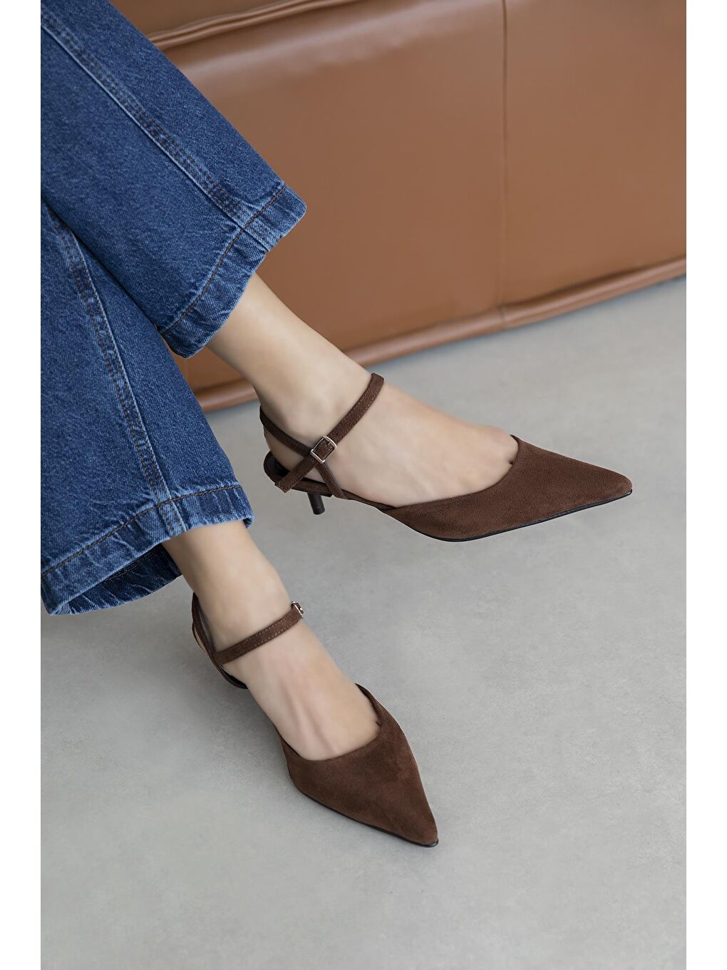 Kahverengi Melvin Kadın Topuklu Süet  Ayakkabı Kahve