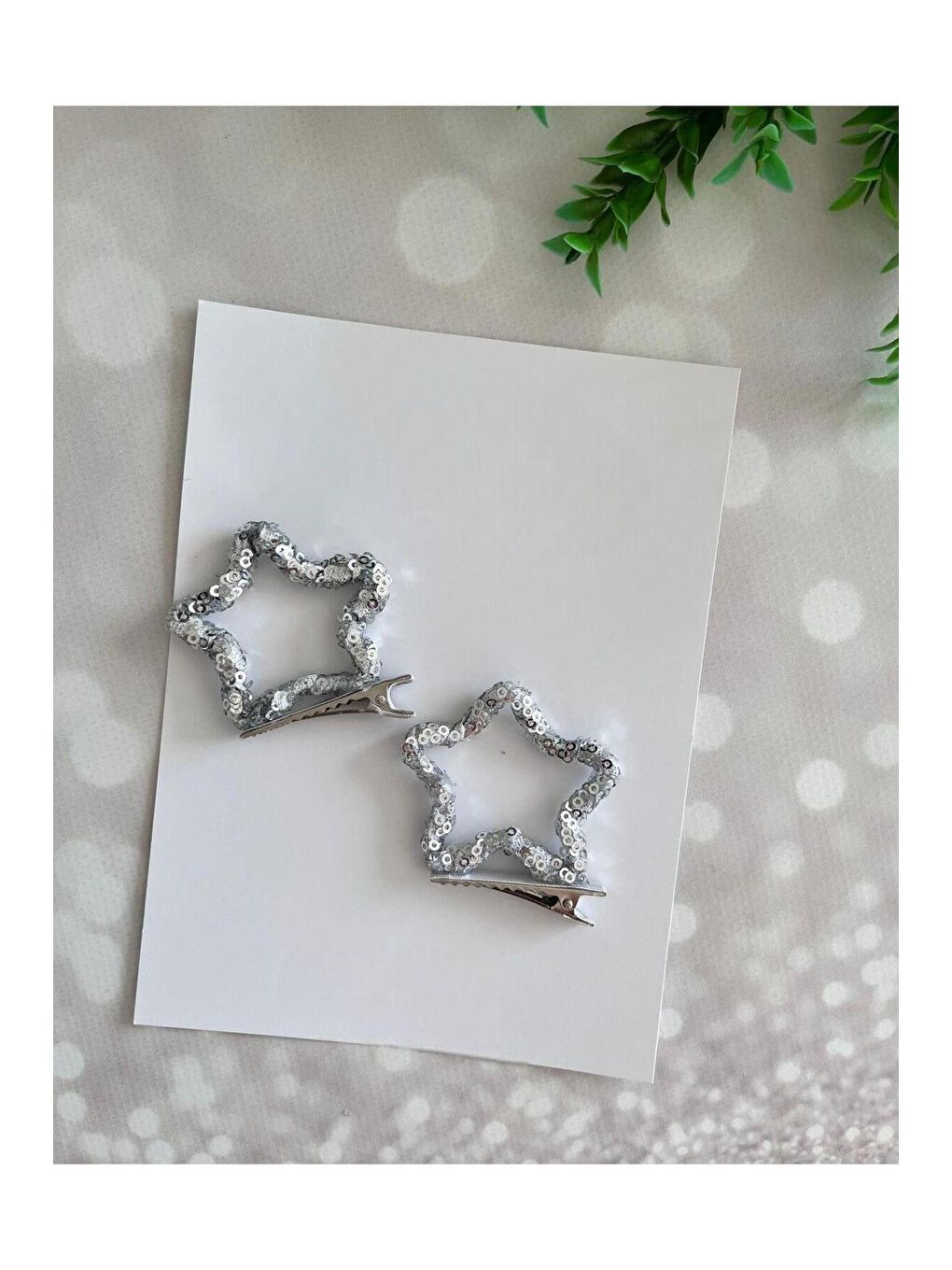 Gri Kız Çocuk Payetli Yıldızlı 2'Li Klips Toka