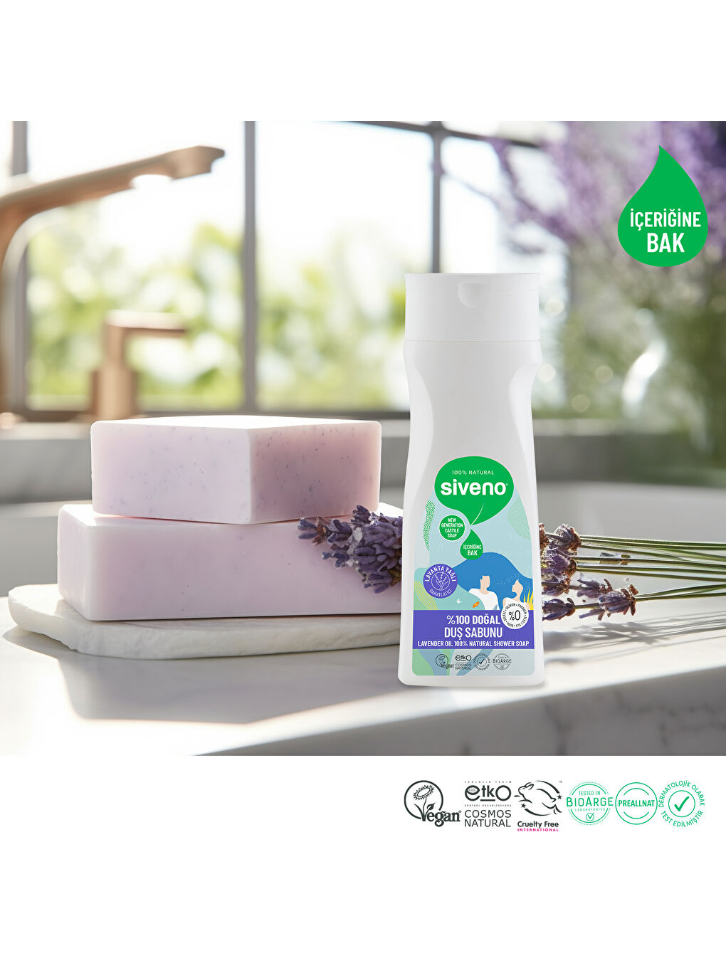 %100 Doğal Duş Sabunu Lavanta Kokulu Rahatlatıcı Duş Jeli 6 Değerli Bitki Vegan 300 ml-1