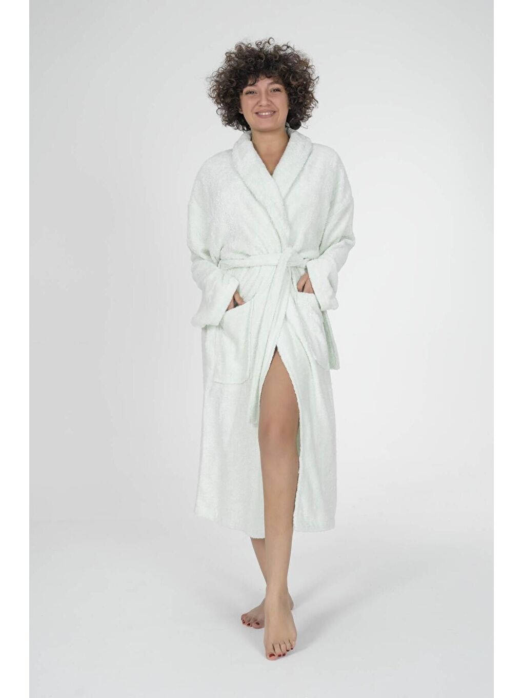 Varol Yeşil Bukle Bambu Unisex Bornoz
