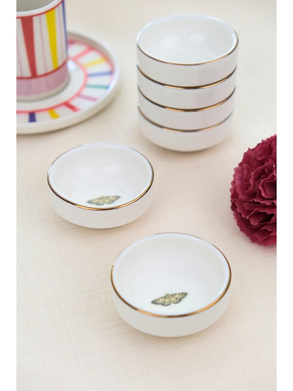 Karışık Kelebek Altın Yaldızlı İstifli Kase 6x2cm 30cc 6 LI-1