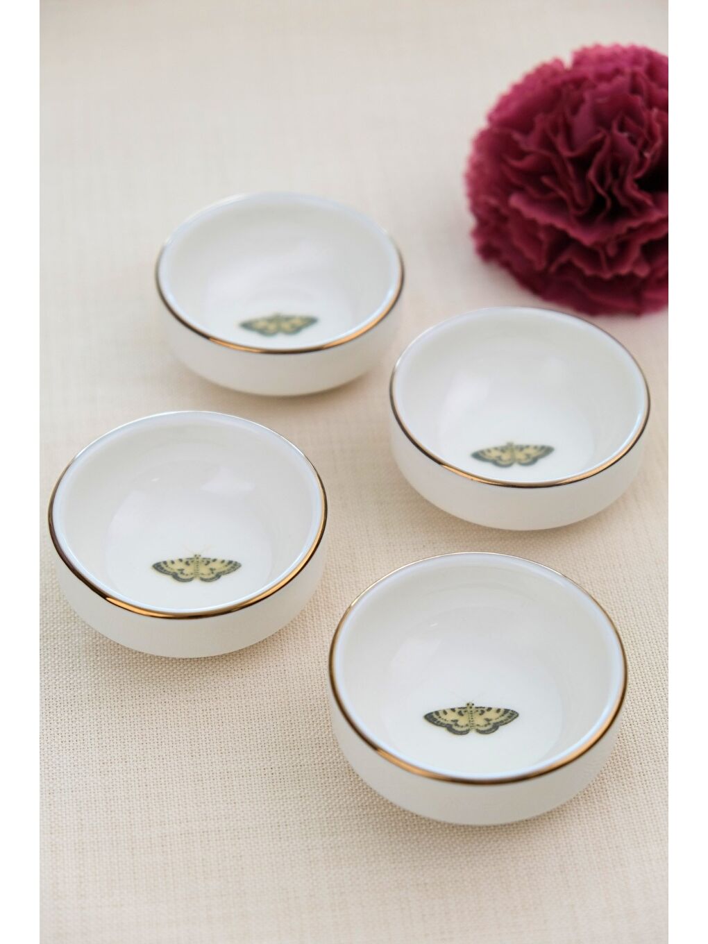 Karışık Kelebek Altın Yaldızlı İstifli Kase 6x2cm 30cc 4 LÜ-1