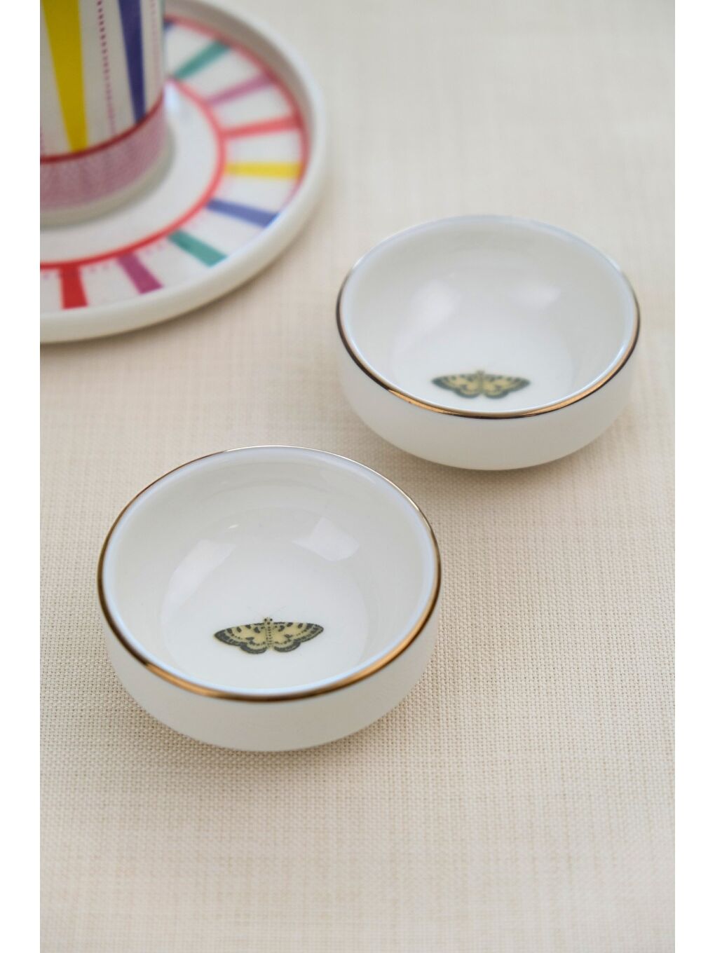 Karışık Kelebek Altın Yaldızlı İstifli Kase 6x2cm 30cc 2 Lİ-1