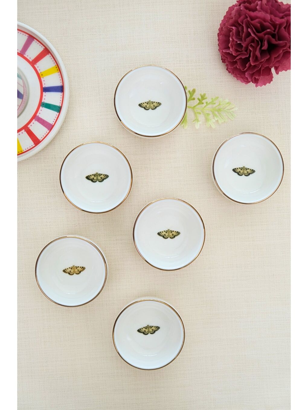 Karışık Kelebek Altın Yaldızlı İstifli Kase 6x2cm 30cc 6 LI-2