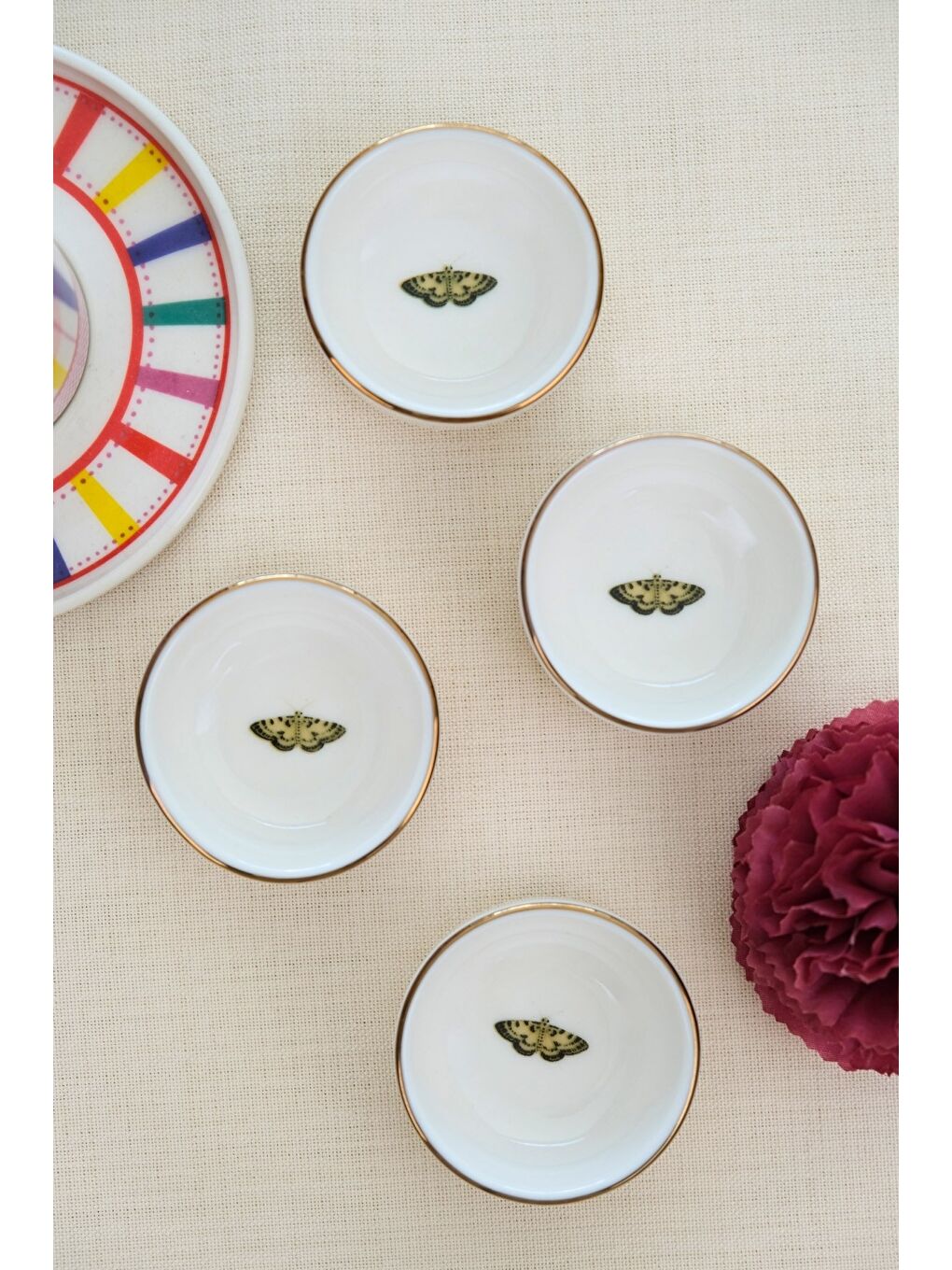 Karışık Kelebek Altın Yaldızlı İstifli Kase 6x2cm 30cc 4 LÜ-2