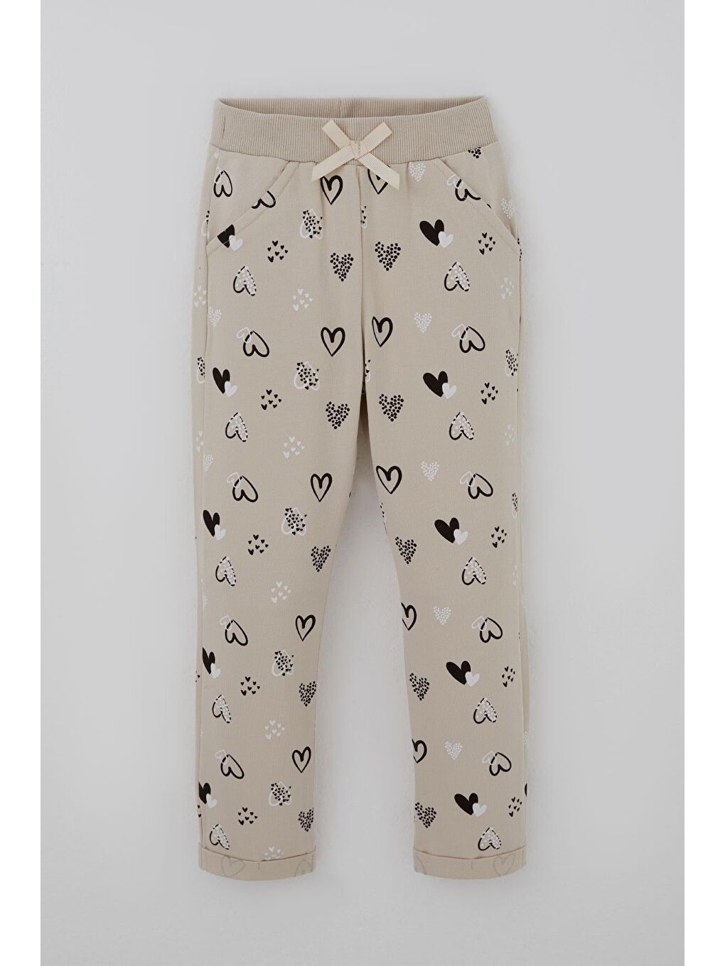 Kız Bebek Eşofman Takımı Kalp Desenli Bej (9 Ay-3 Yaş)-2