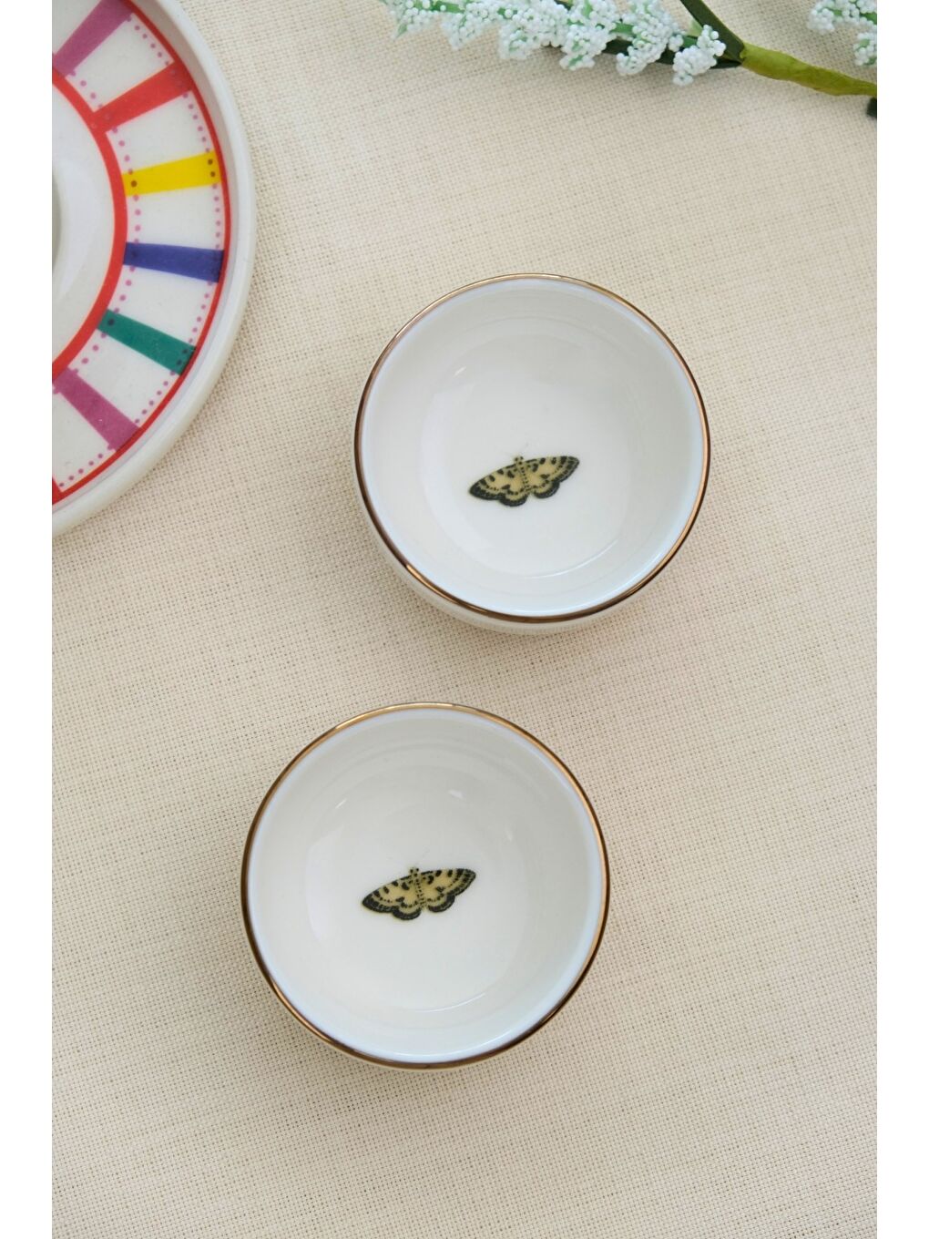 Karışık Kelebek Altın Yaldızlı İstifli Kase 6x2cm 30cc 2 Lİ-2