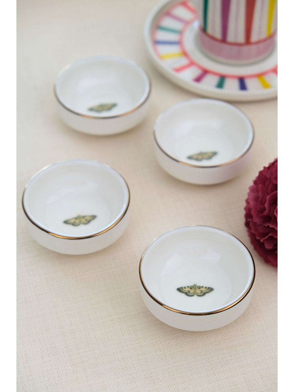 Karışık Kelebek Altın Yaldızlı İstifli Kase 6x2cm 30cc 4 LÜ-3