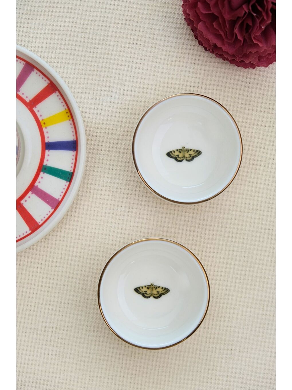 Karışık Kelebek Altın Yaldızlı İstifli Kase 6x2cm 30cc 2 Lİ-4