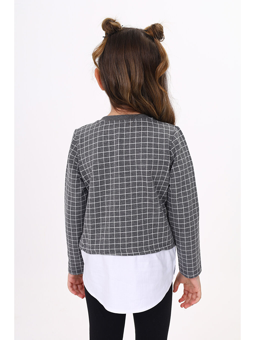 Antrasit Kız Çocuk Trendy Pullu Nakış Sweatshirt-3