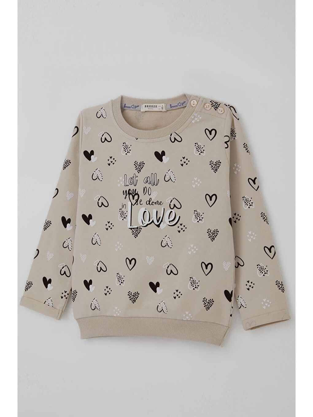Kız Bebek Eşofman Takımı Kalp Desenli Bej (9 Ay-3 Yaş)-5