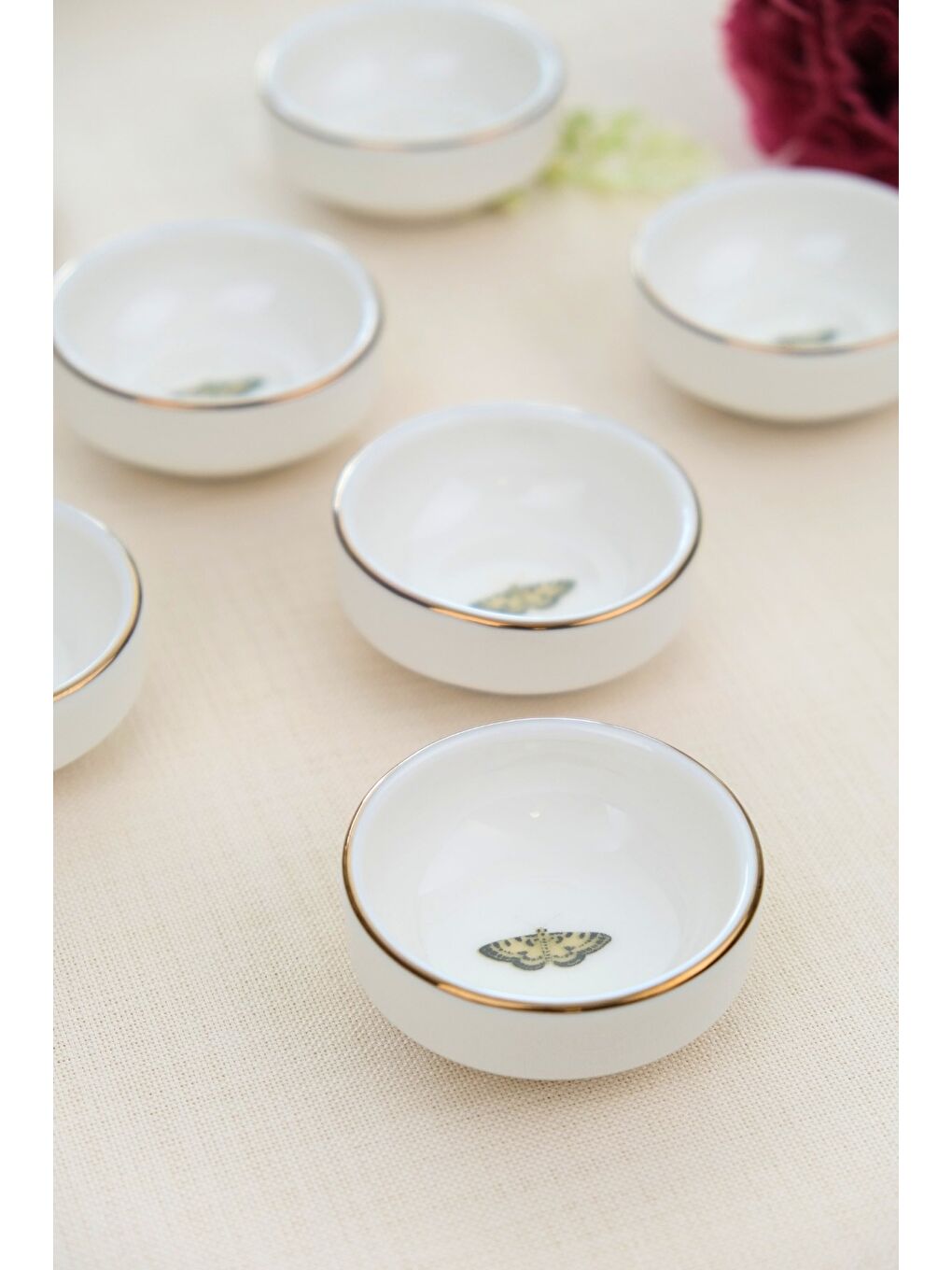 Karışık Kelebek Altın Yaldızlı İstifli Kase 6x2cm 30cc 6 LI-5