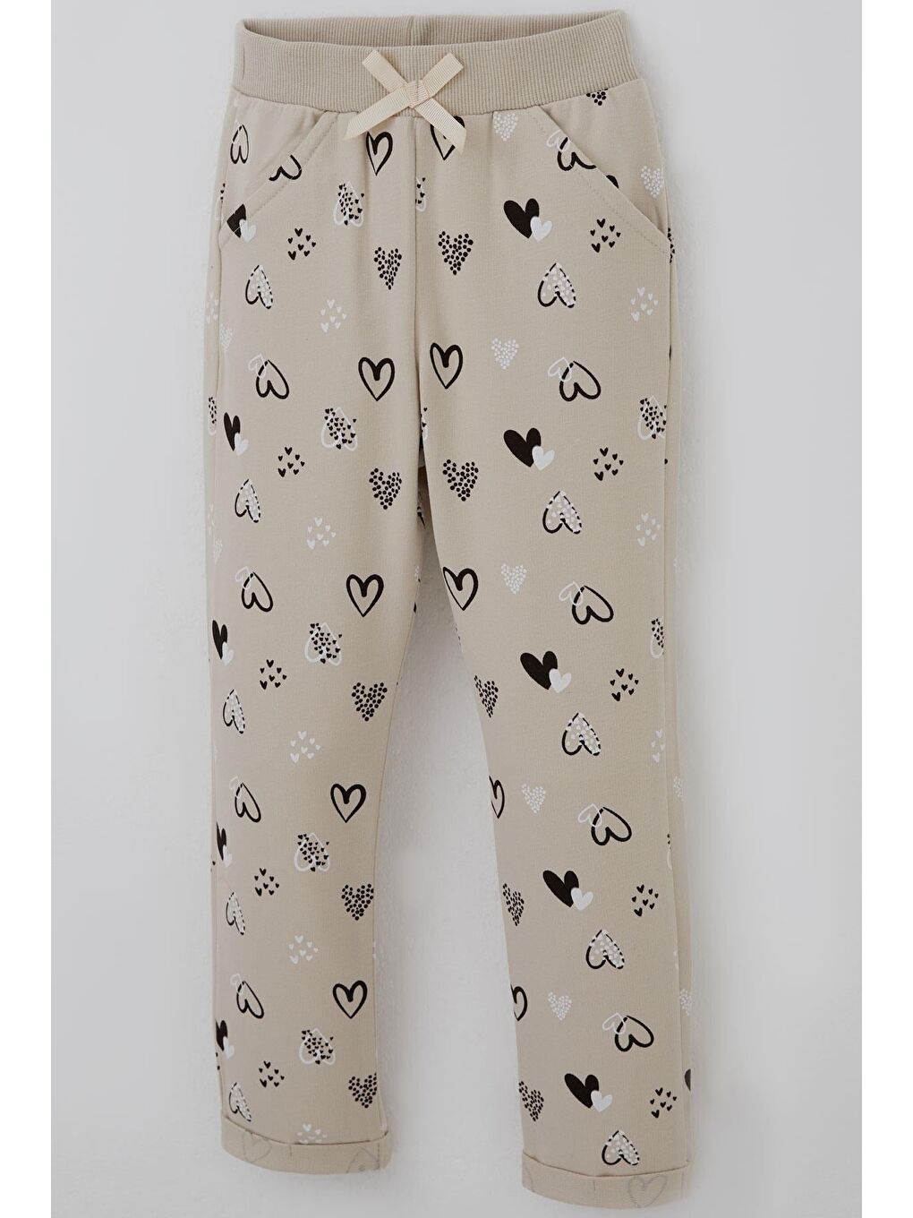 Kız Bebek Eşofman Takımı Kalp Desenli Bej (9 Ay-3 Yaş)-6