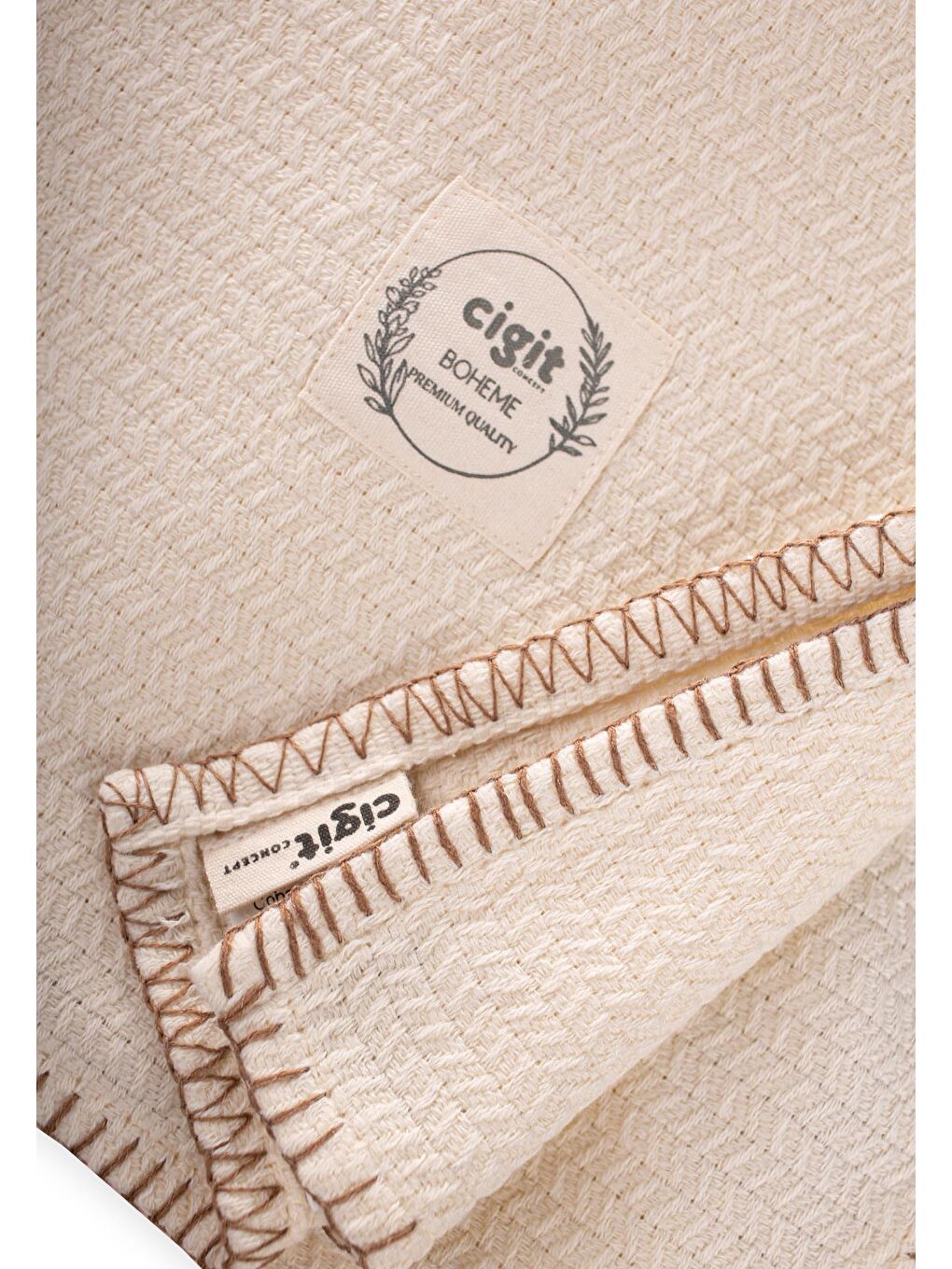 Beyaz Çoban Dikişli Battaniye 93X100 Cm (+/- 3 Cm ) Naturel-2