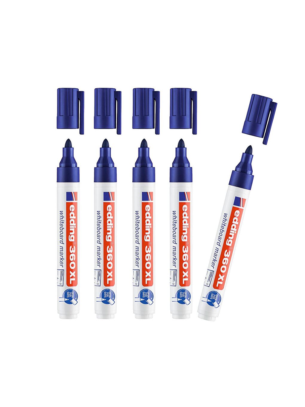 Edding 360 XL Doldurulabilir Beyaz Yazı Tahtası Kalemi Mavi 5 Li Set