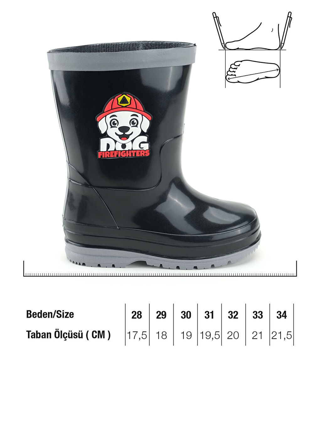 Siyah Erkek Çocuk Kışlık PVC Su Gecirmez İçinde Harici Çıkarılabilir Çoraplı Yağmur Bot Çizme-1