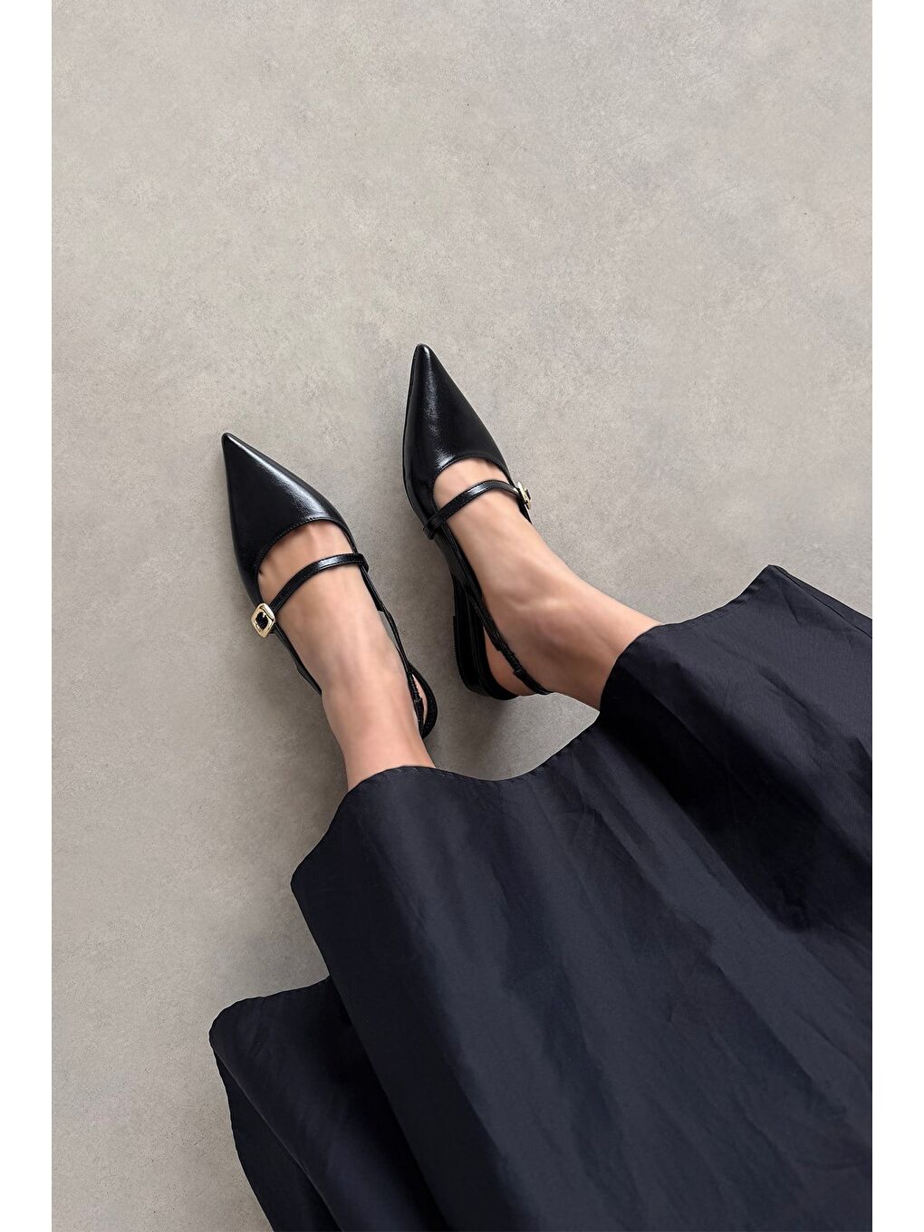 Tania Kadın Topuklu Kırışık Deri  Ayakkabı Siyah