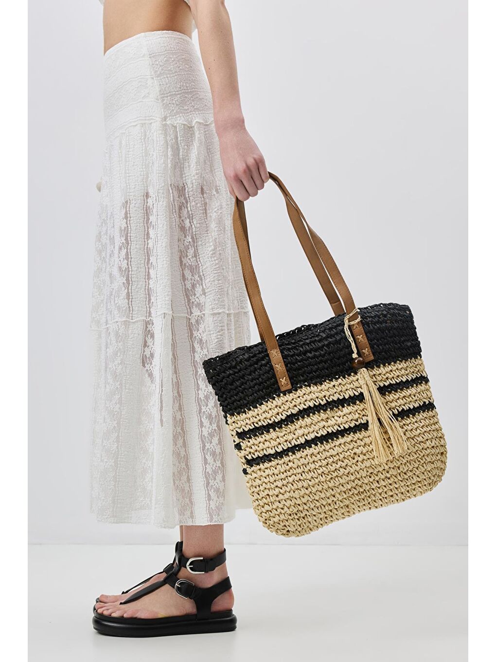 Hasır Omuz Çantası Y9206 Siyah-1