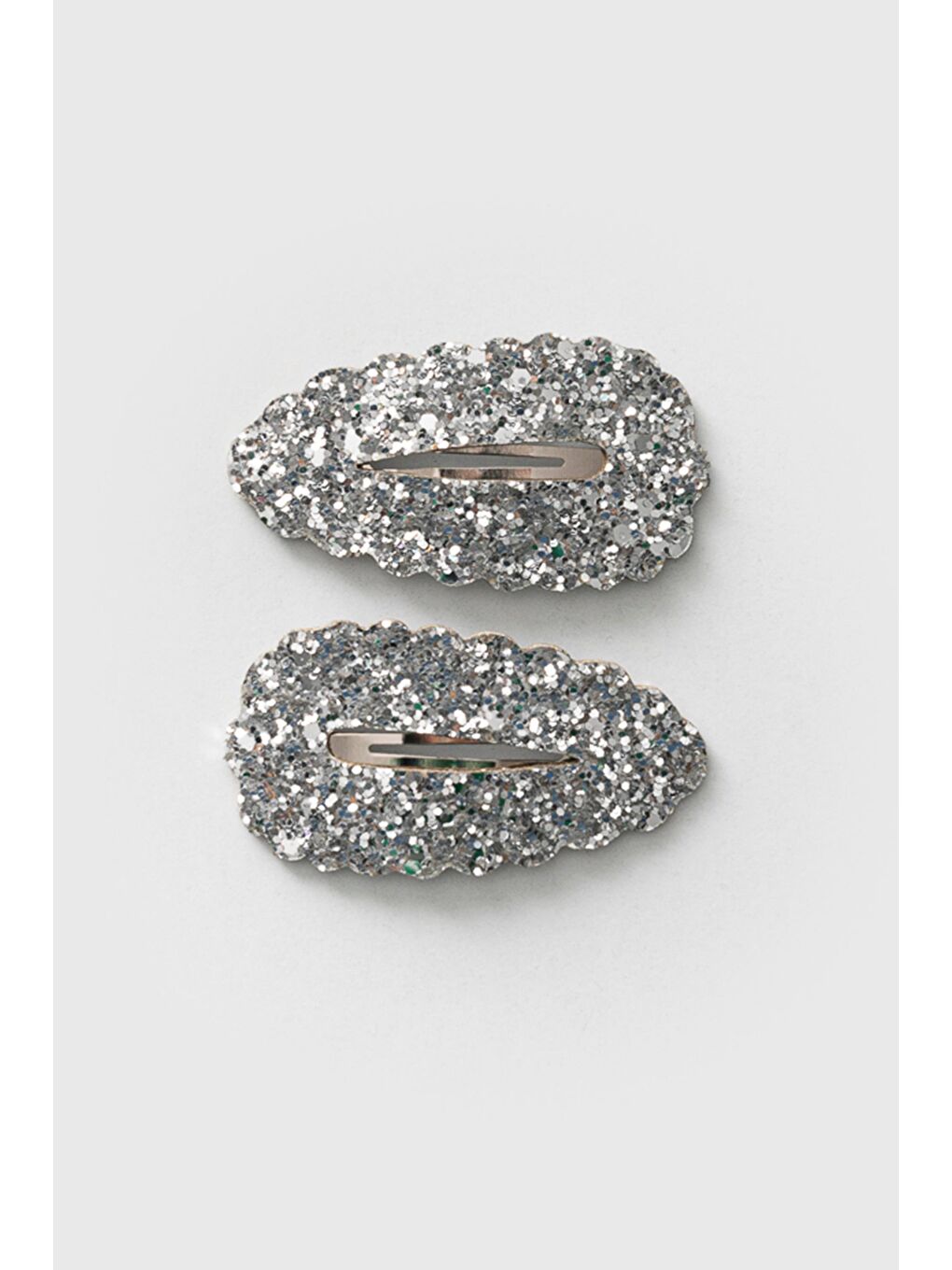 Gri Gümüş Payetli İkili Kız Çocuk Klips Toka