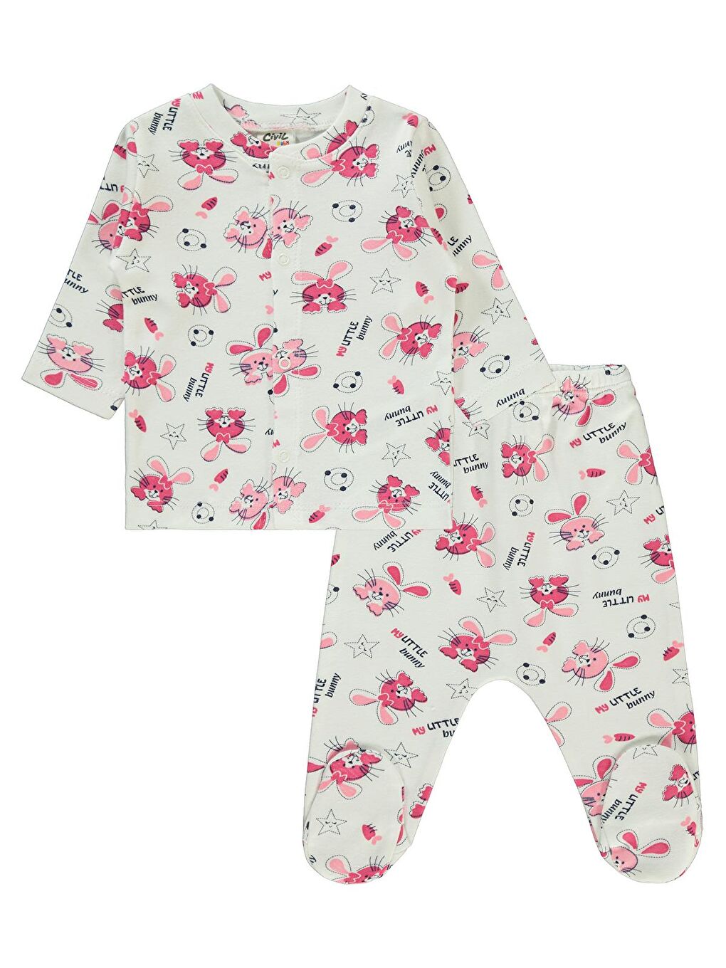 Civil Pembe Baby Kız Bebek Pijama Takımı 1-6 Ay Pembe