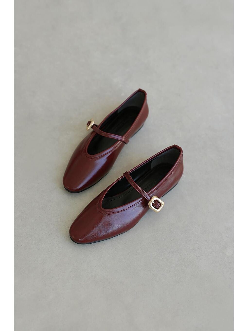 Stony Kadın Kırışık Deri Babet Açık Bordo-1