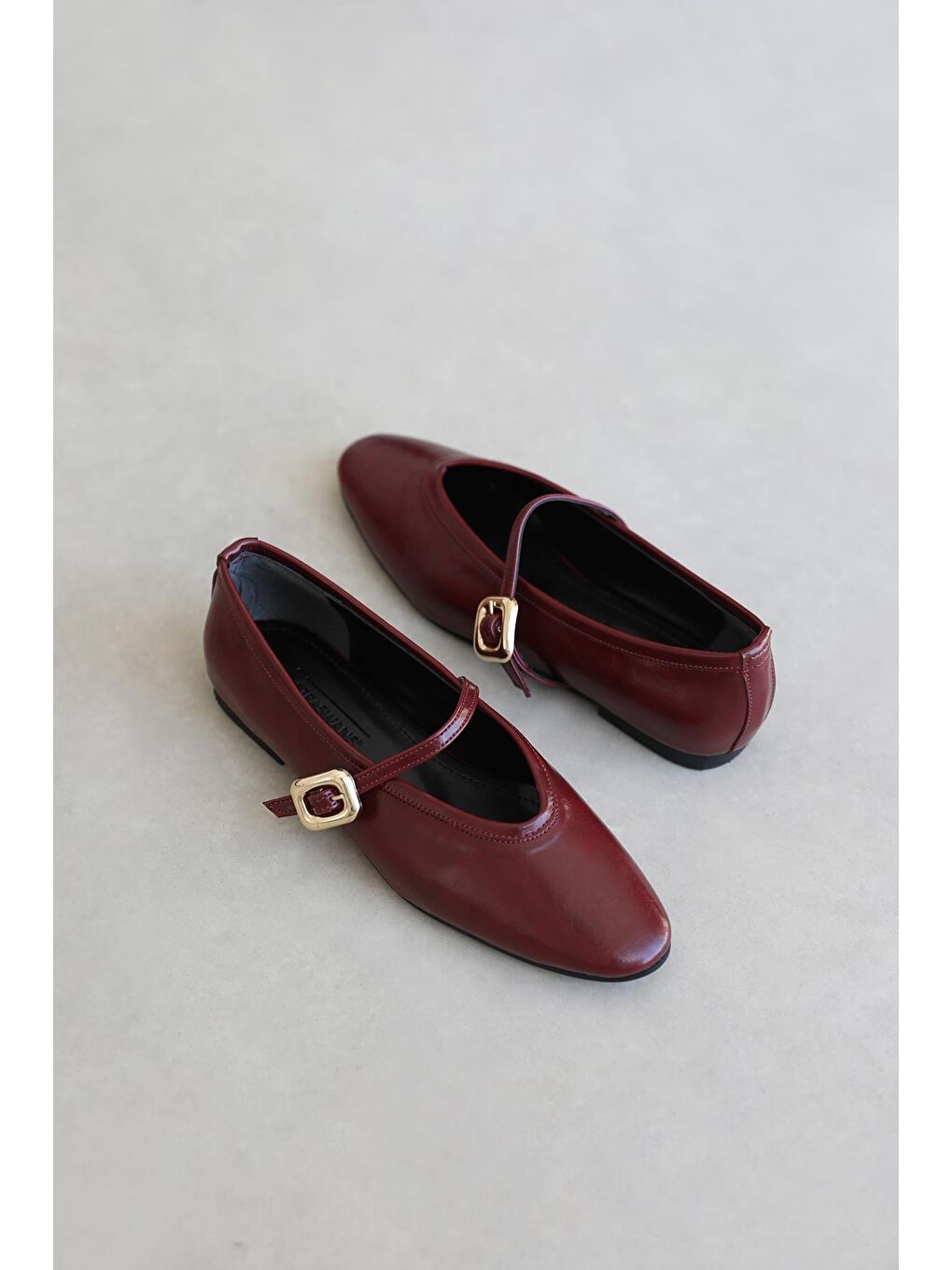 Stony Kadın Kırışık Deri Babet Açık Bordo-2