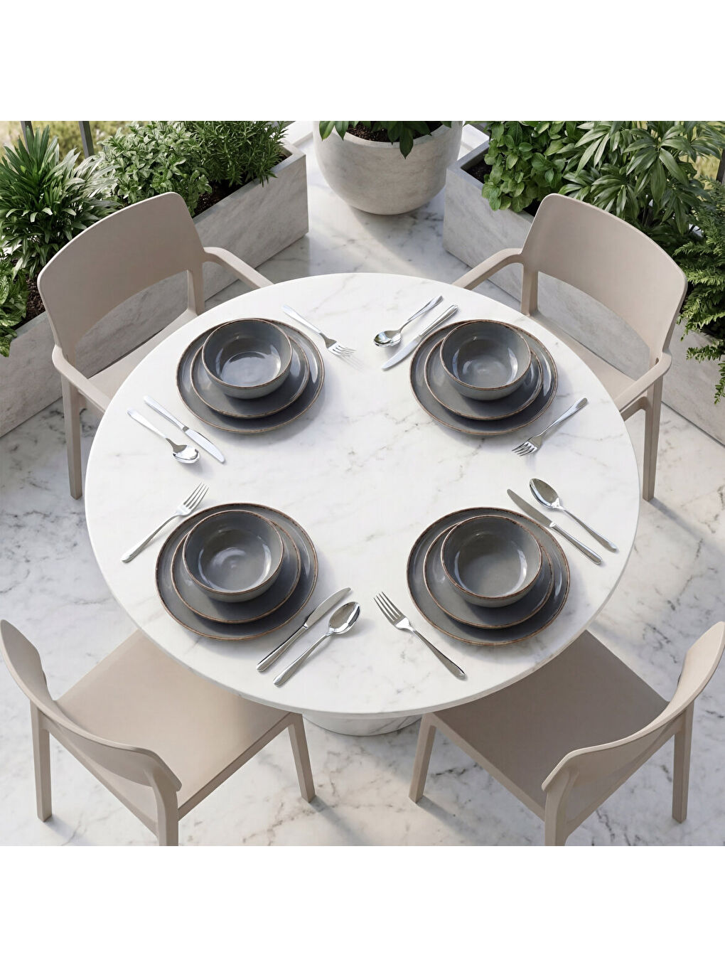 Antrasit Valeron 12 Parça 4 Kişilik Yemek Takımı Elemental 241-3