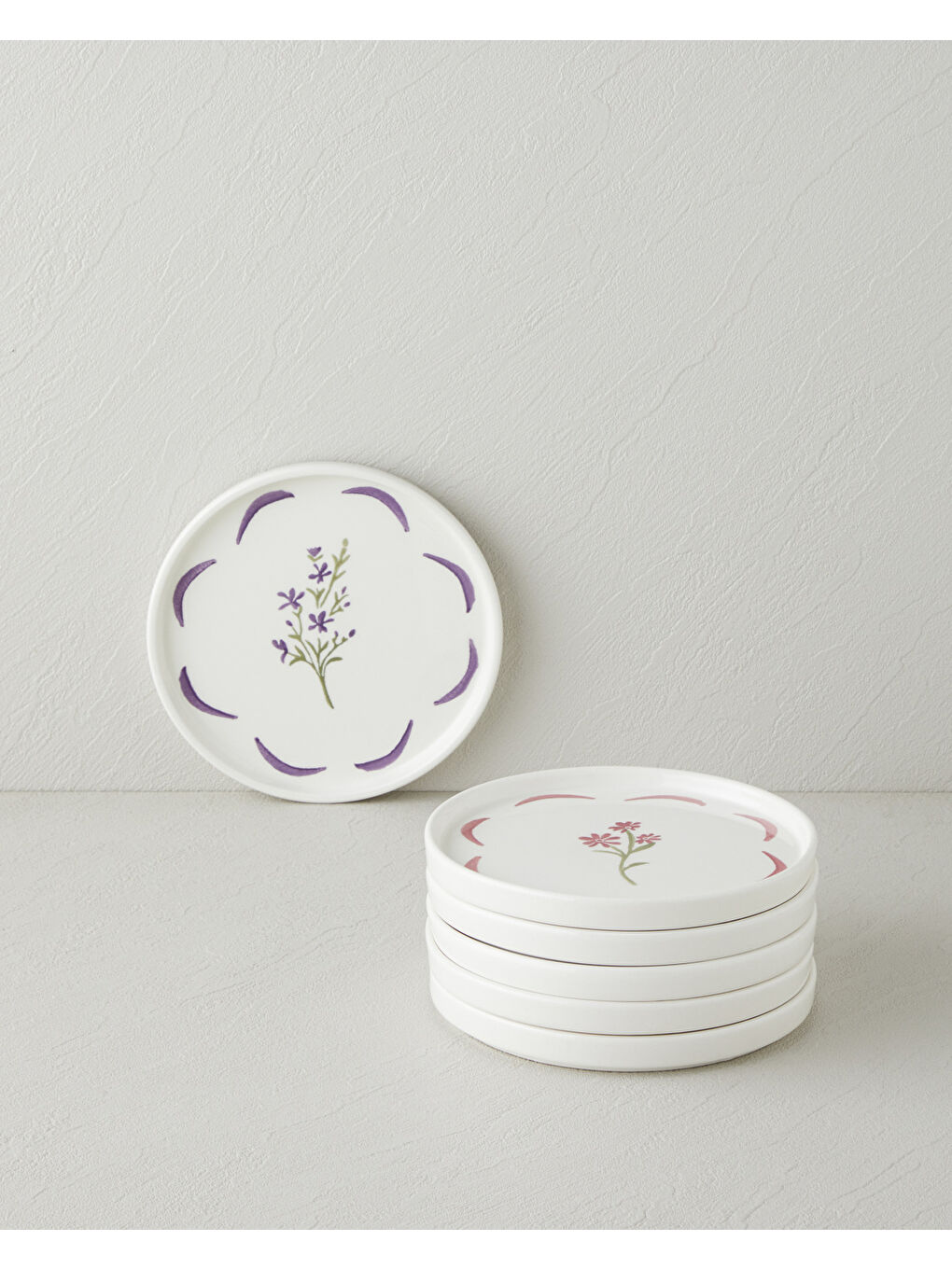 Beyaz Bliss Seramik 6'lı Pasta Seti 16 cm Renkli