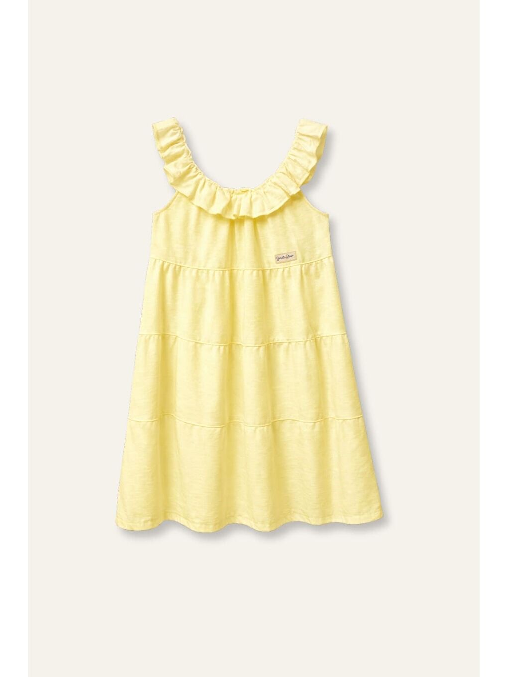 Kız Çocuk Volanlı Midi Elbise - Sarı-2