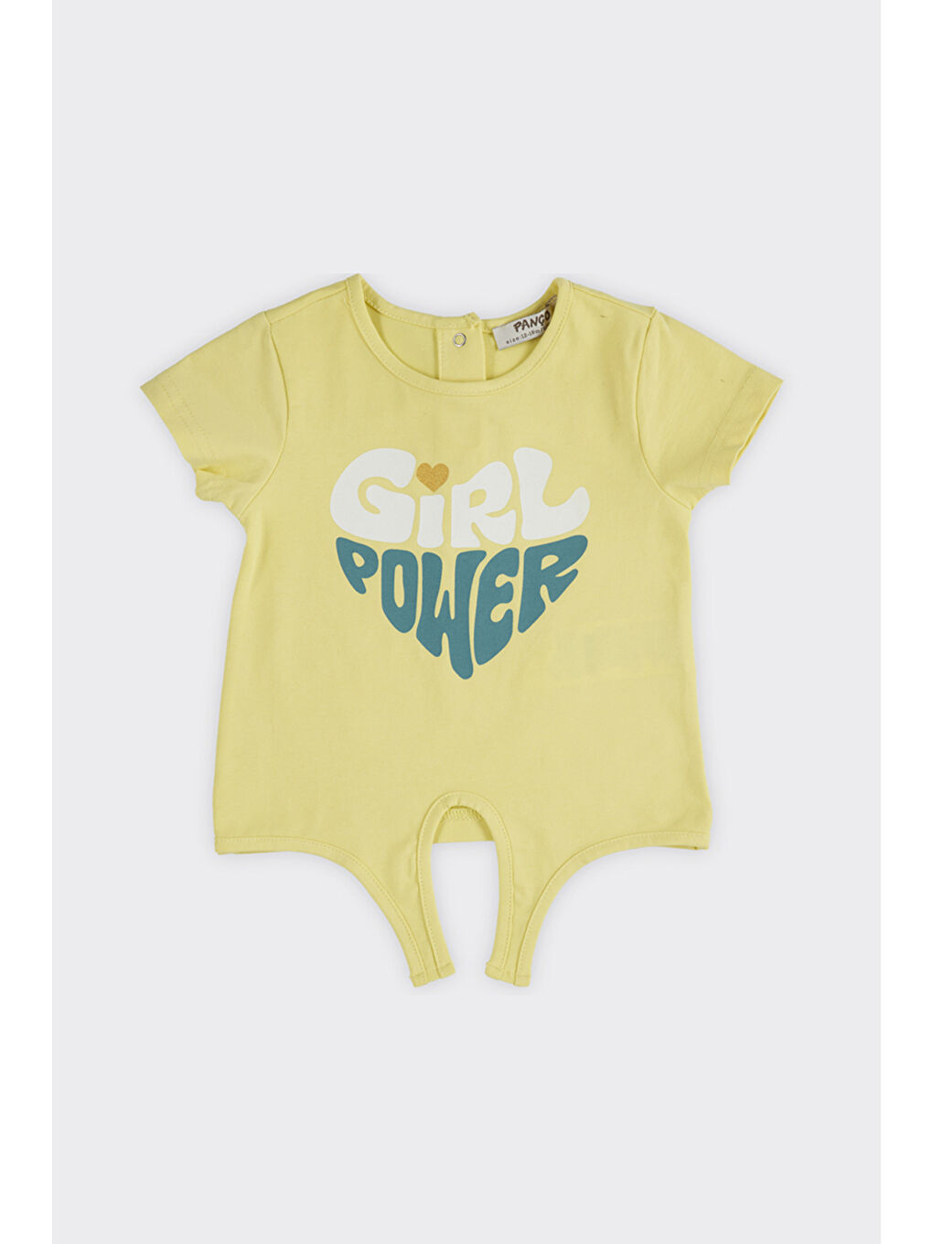 Kız Bebek Beli Bağlamalı Sarı Tişört
