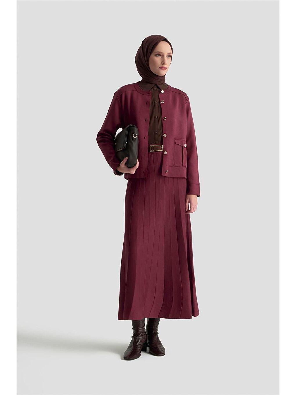 Hırka Etek Triko Takım 25Ktd6120 Bordo-1